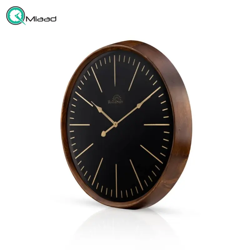 ساعت دیواری وودسان، ساعت دیواری ساخته شده با چوب طبیعی روس سبک کلاسیک، مدل کی یف، در دو سایز، رنگ قهوه ای صفحه مشکی، سایز 50 ساعت دیواری
